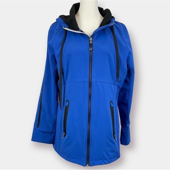 NEW Michael Kors Jacket Coat Blue Black Size Large - Picture 1 of 10